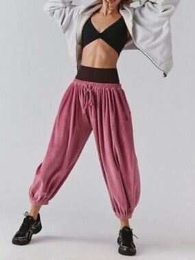 Free People Rosewood Momentum Velour Pants NWT